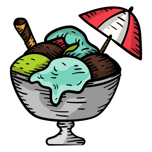 Hand gezeichneter Eisbecher - Transparenter PNG und SVG-Vektor