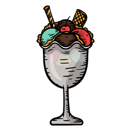 Hand gezeichnetes Eisbecher-Eis PNG-Design