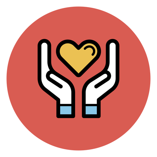 Hands holding heart icon PNG Design