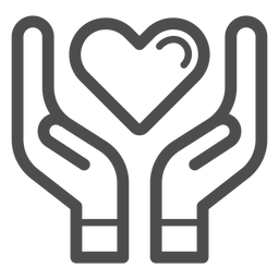 Manos sosteniendo el icono de trazo de corazón Diseño PNG