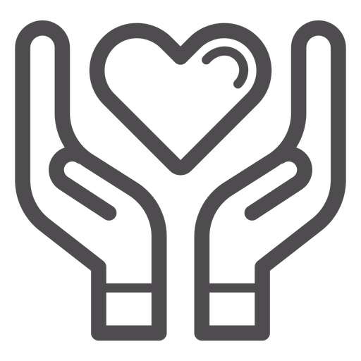Hands holding heart stroke icon