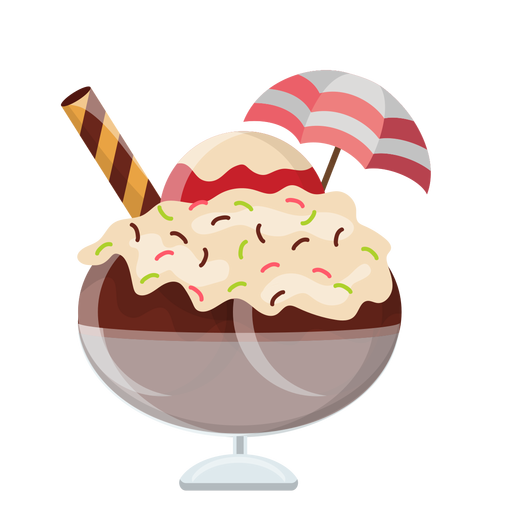 Ice cream sundae flat icon