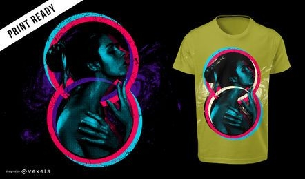 Künstlerische 80er Jahre Retro-Stil Mädchen T-Shirt Design