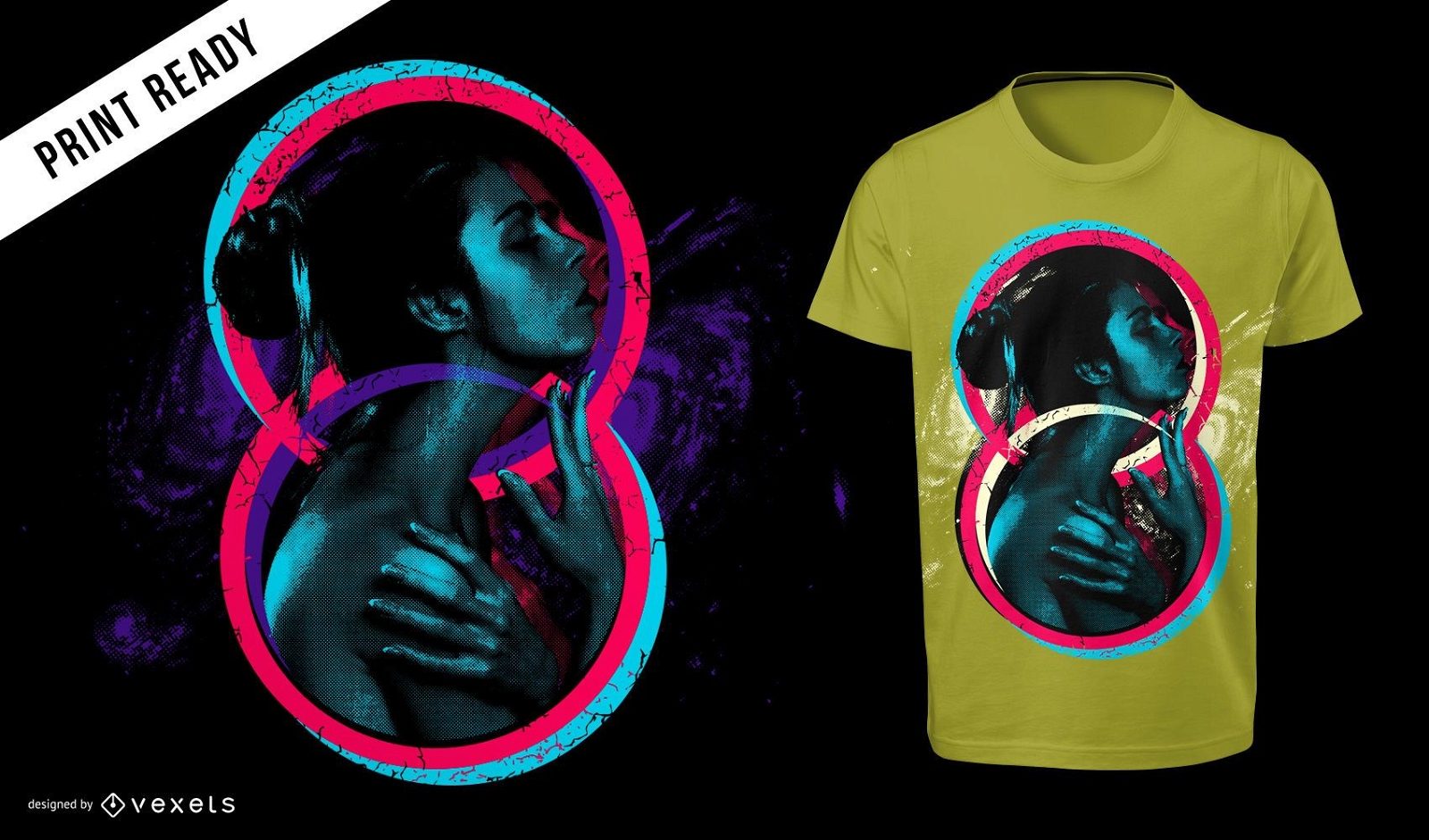 Design artístico de camisetas femininas estilo retro dos anos 80