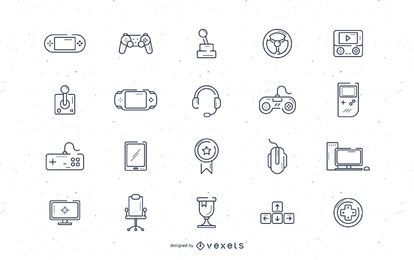 Video game stroke icon set Video game stroke icon set