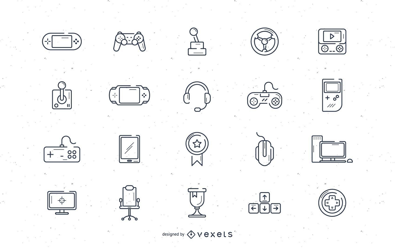 Conjunto de iconos de trazo de videojuego