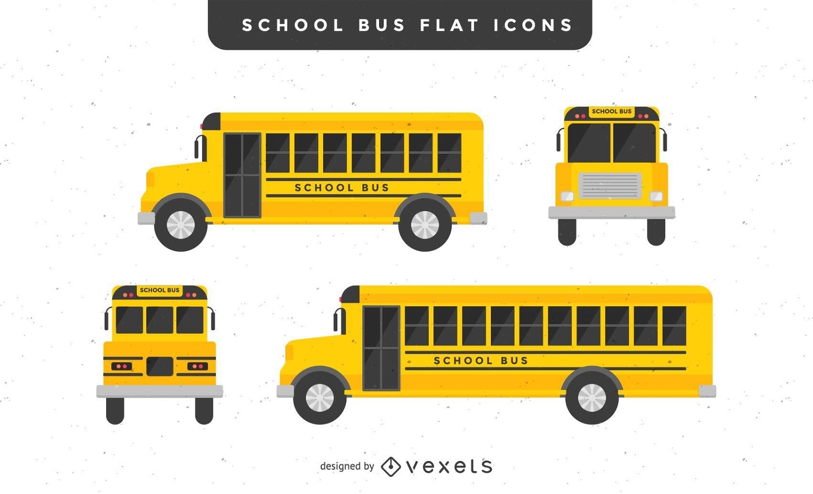 School bus flat illustrations