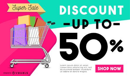 Design de banner de desconto de compras