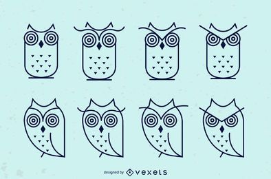 Owl stroke icon set Owl stroke icon set