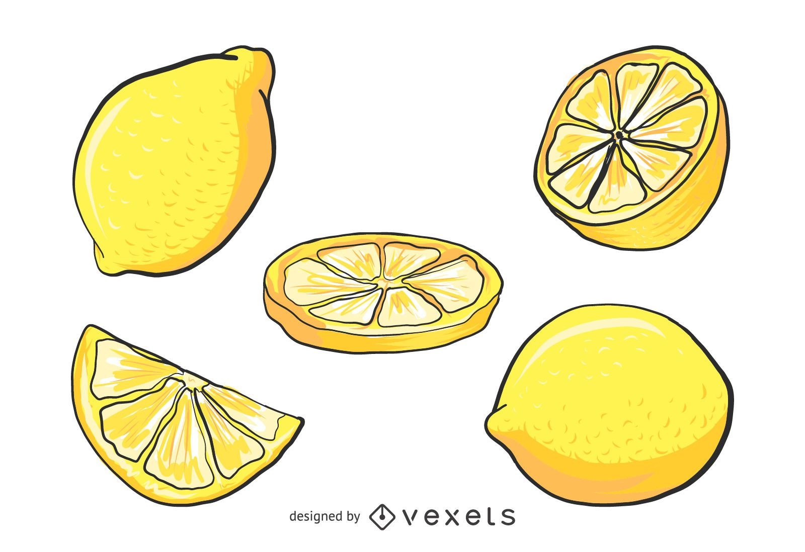 Lemon illustration set