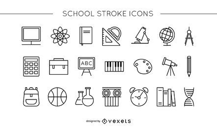 School stroke icon set