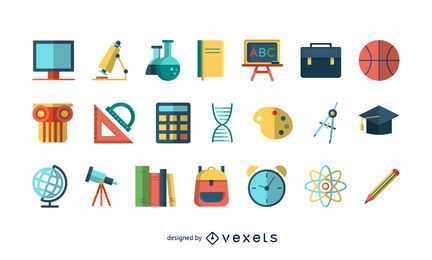 Conjunto de iconos coloridos escuela Conjunto de iconos coloridos escuela