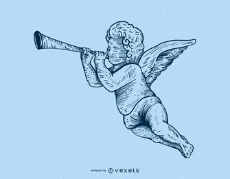 Cupid playing trumpet illustration Cupid playing trumpet illustration