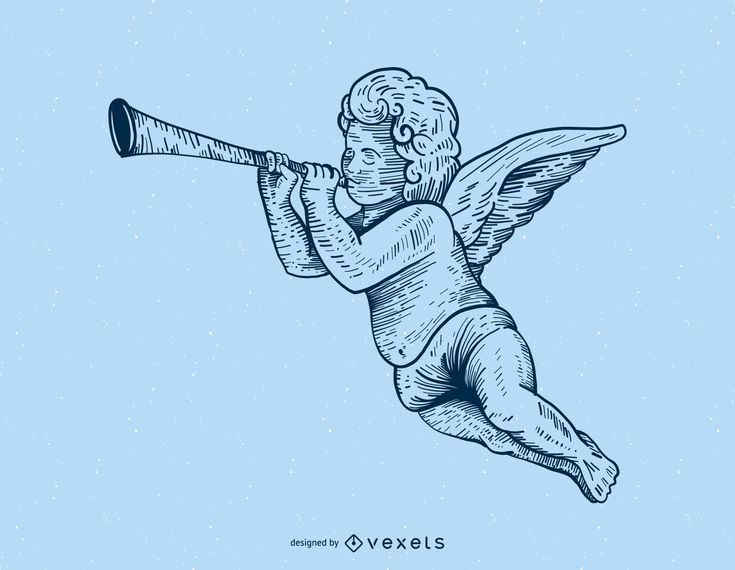 Cupido tocando trompete ilustração Cupido tocando trompete ilustração