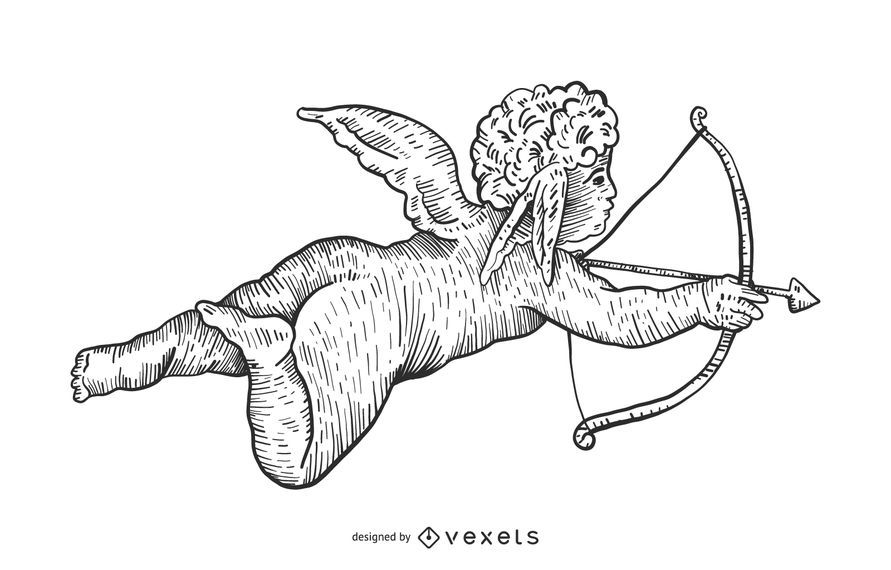 Cupido mão ilustrações desenhadas Cupido mão ilustrações desenhadas