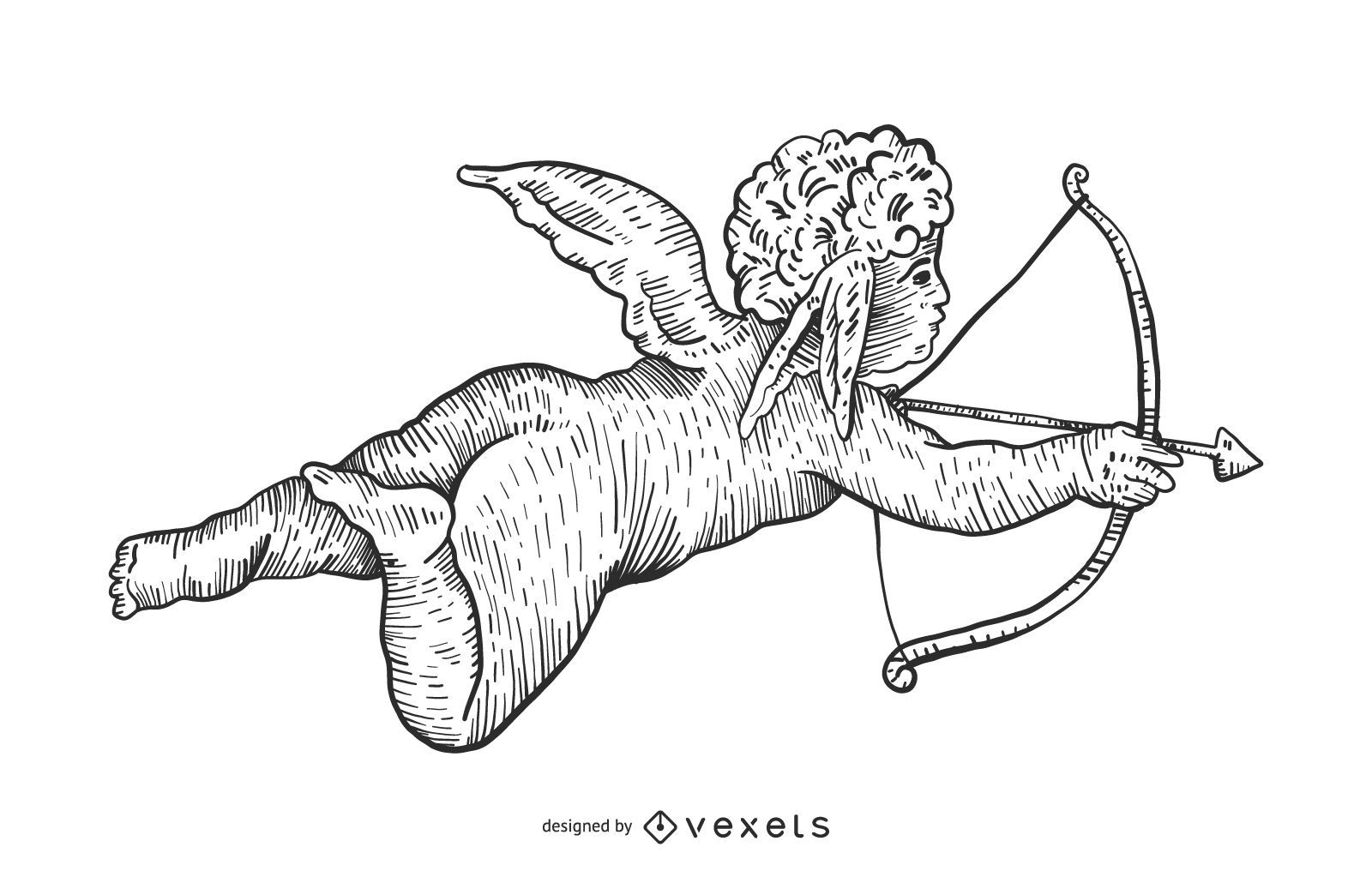 Ilustração desenhada à mão de Cupido