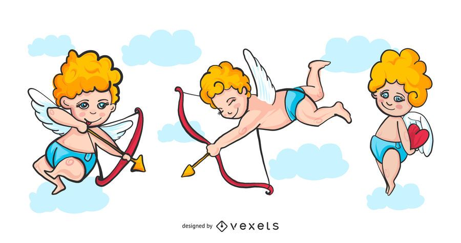 Ilustrações de desenhos animados de Cupido Ilustrações de desenhos animados de Cupido