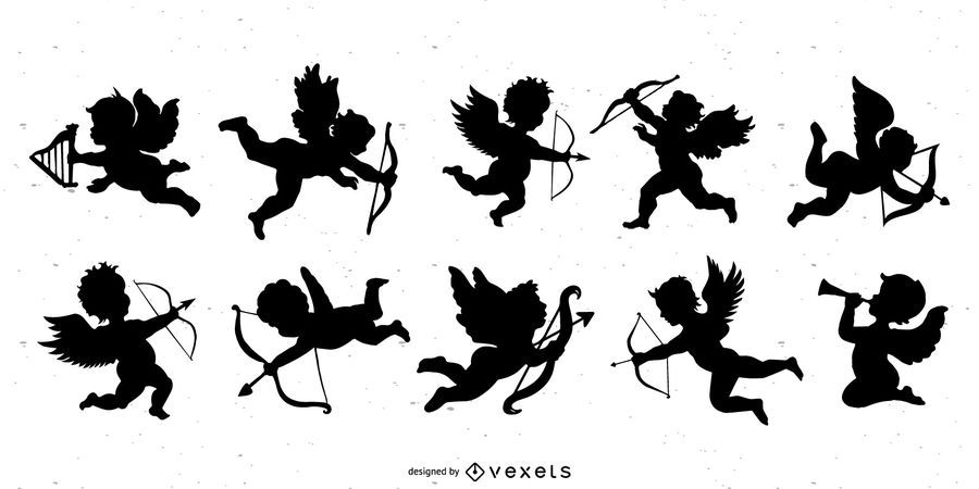 Cupid silhouette set Cupid silhouette set