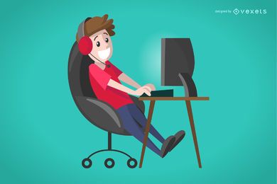 Flat boy gamer illustration Flat boy gamer illustration