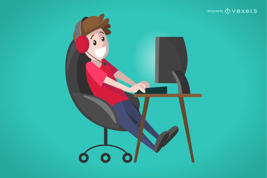 Flat boy gamer illustration Flat boy gamer illustration