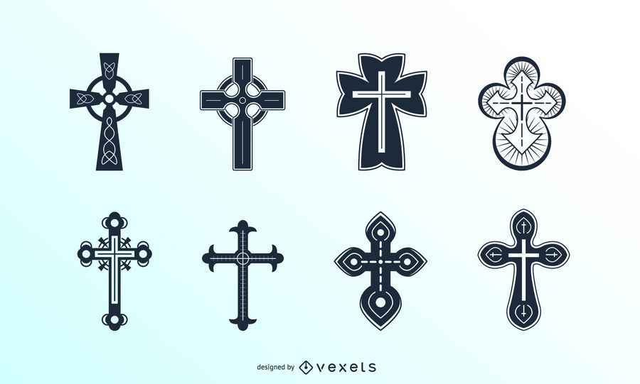 Conjunto detallado de cruces cristianas Conjunto detallado de cruces cristianas