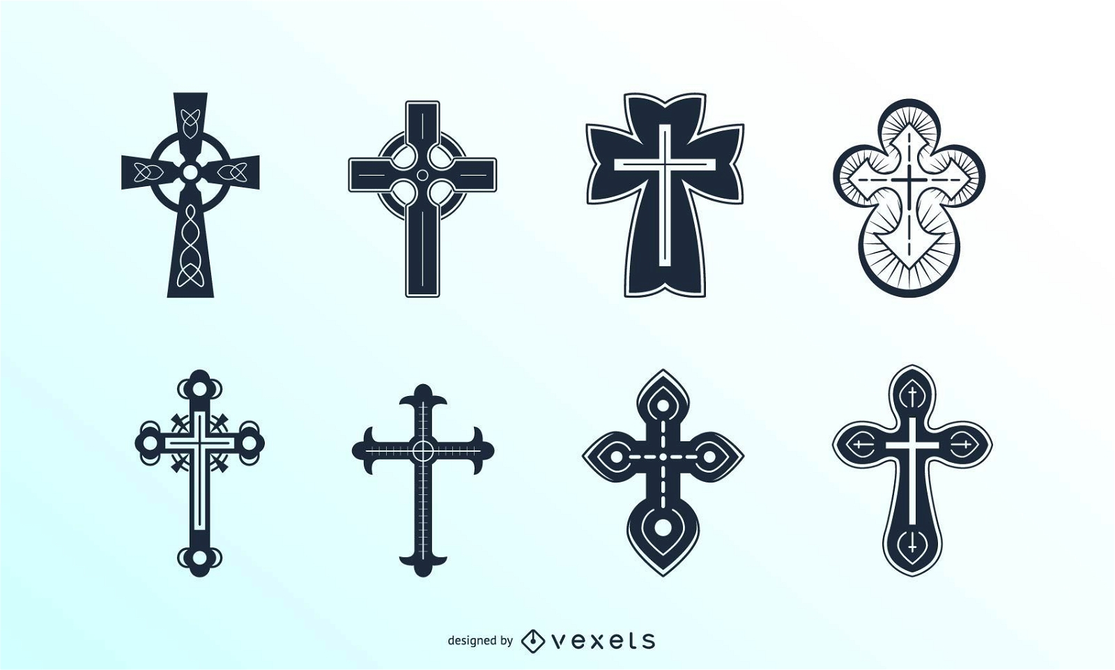 Detaillierte christliche Kreuze gesetzt