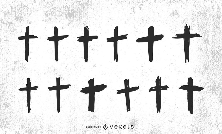Hand drawn christian crosses set Hand drawn christian crosses set