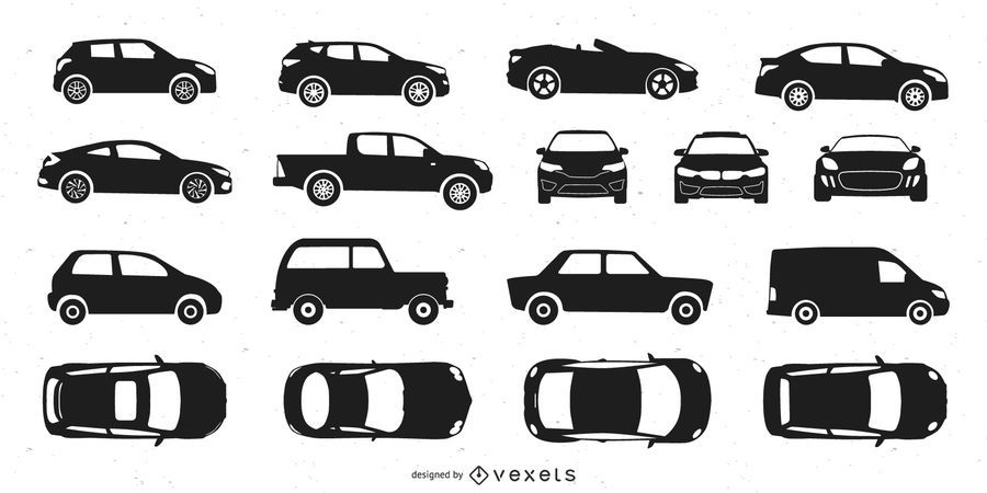 Cars silhouette set Cars silhouette set