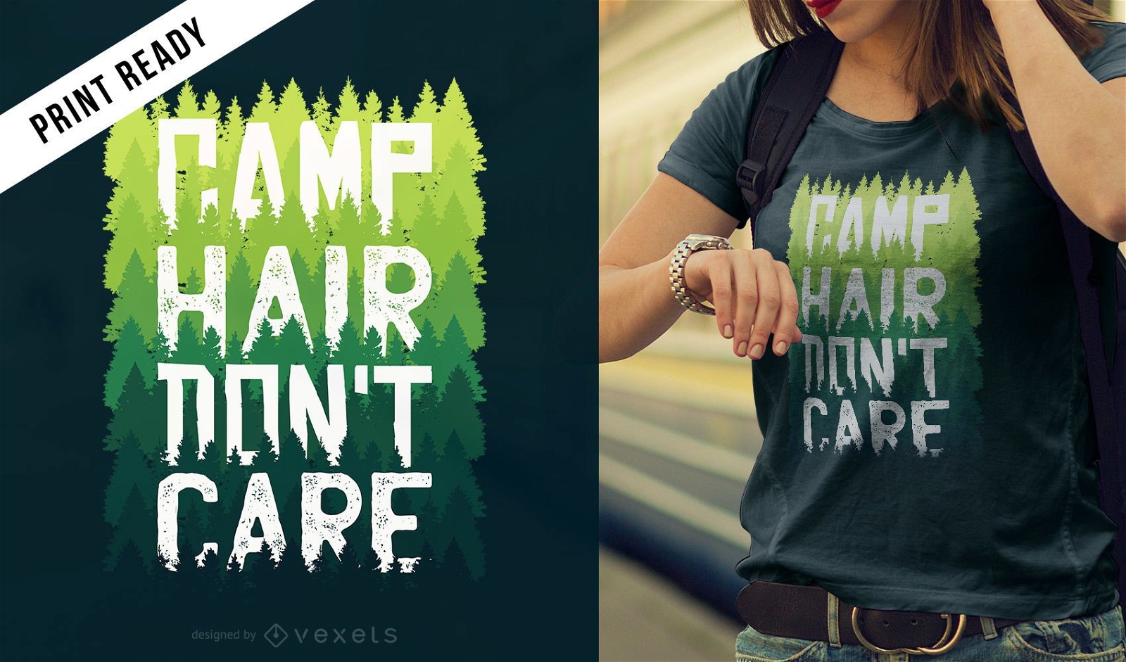 Design de camiseta de cabelo para acampamento