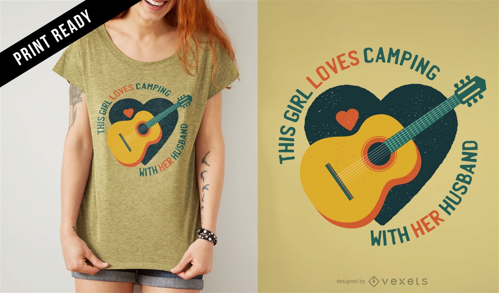 Girl loves camping t-shirt design