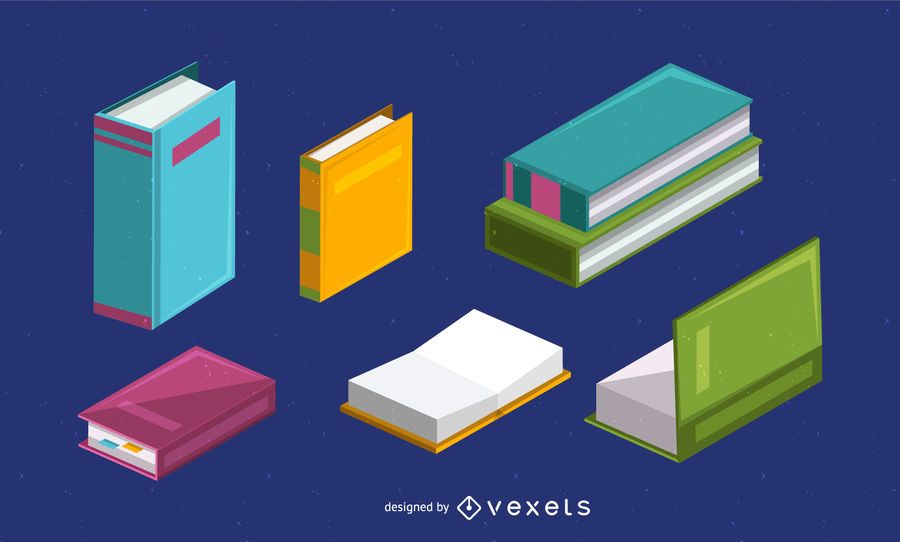 Isometric book illustration set Isometric book illustration set