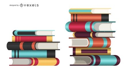 Book piles illustration
