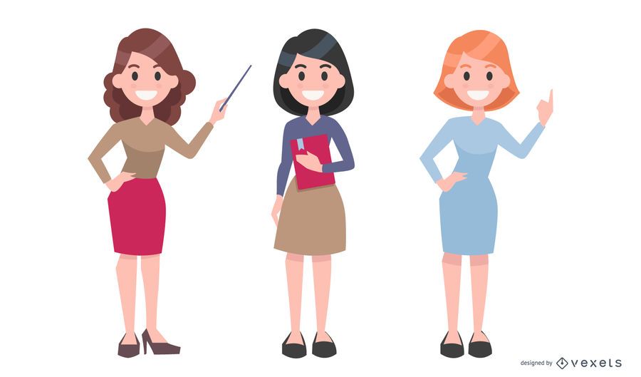 Conjunto de ilustração de professora Conjunto de ilustração de professora