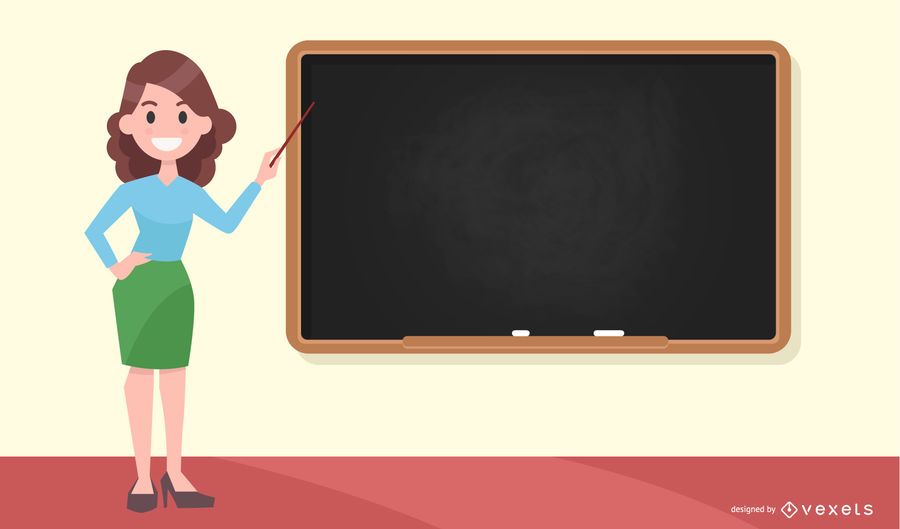 Teacher Pointing At Blackboard Vector Download 3374