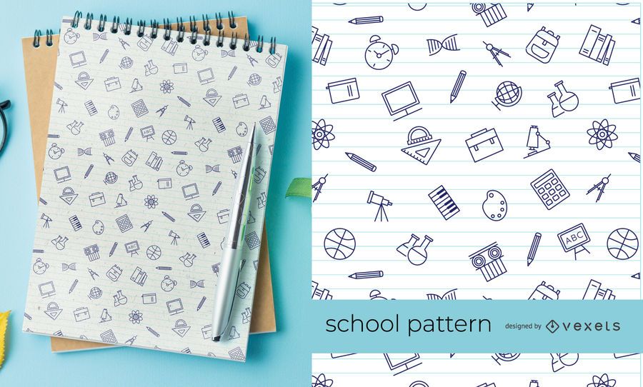 Thin Stroke school elements pattern Thin Stroke school elements pattern