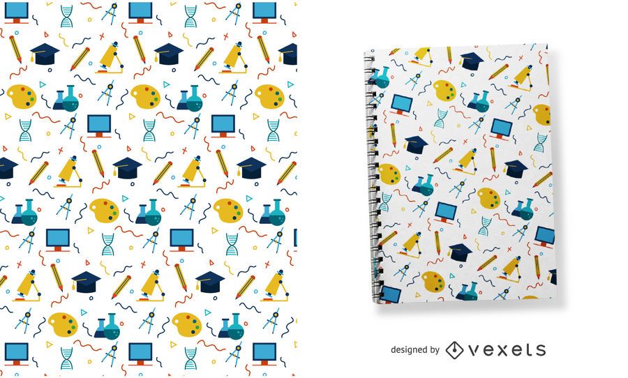 Colorful school elements pattern Colorful school elements pattern