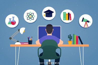 Ilustração de ícones de escola de lição de casa Ilustração de ícones de escola de lição de casa