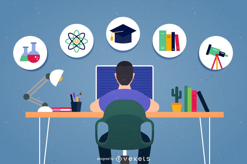 Ilustração de ícones de escola de lição de casa Ilustração de ícones de escola de lição de casa