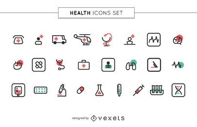 Stroke health icons set Stroke health icons set