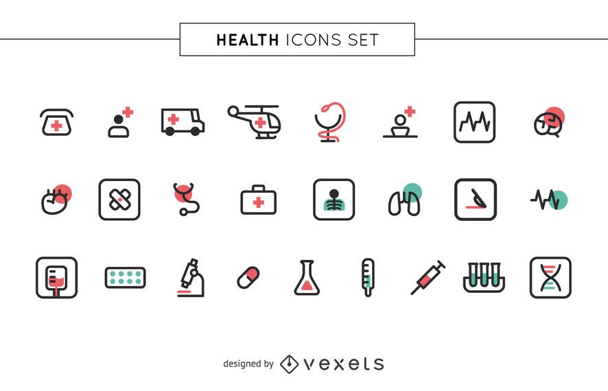 Conjunto de iconos de salud de trazo Conjunto de iconos de salud de trazo