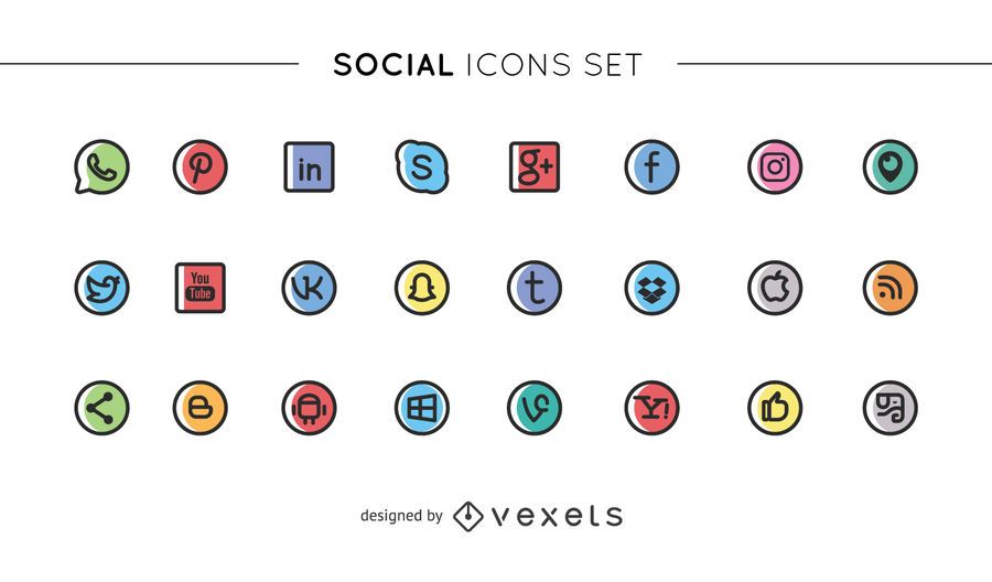 Linda colección de iconos de redes sociales Linda colección de iconos de redes sociales