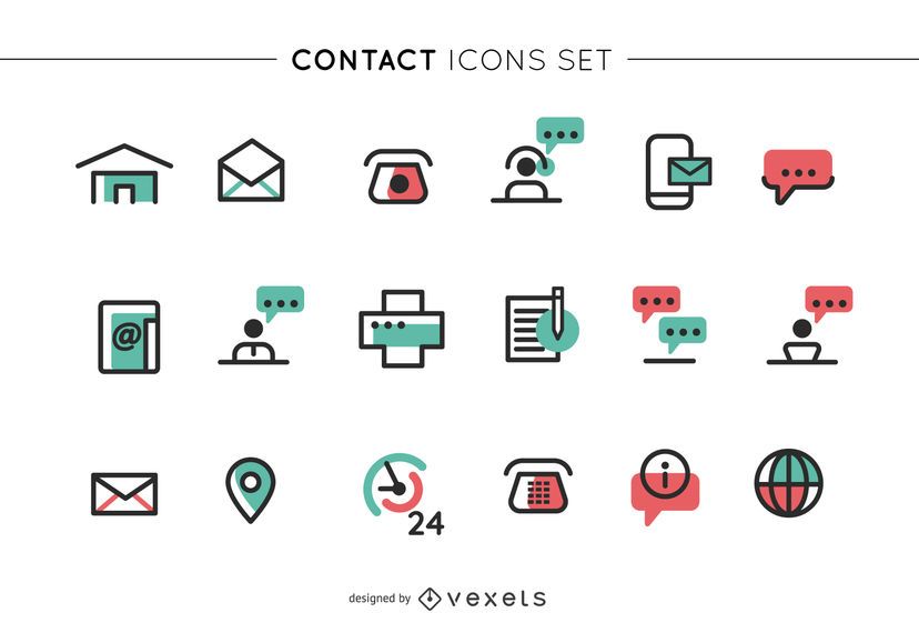 Conjunto de iconos de contacto de cigüeña Conjunto de iconos de contacto de cigüeña