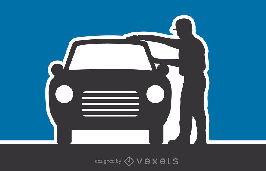 Ilustração em vetor silhueta de lavagem de carro Ilustração em vetor silhueta de lavagem de carro