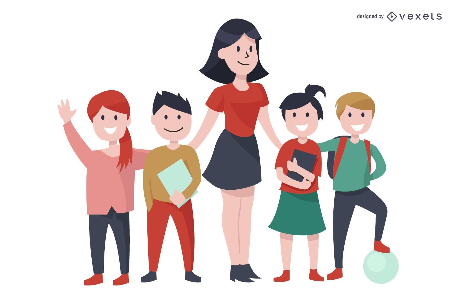 Teacher and kids characters illustration