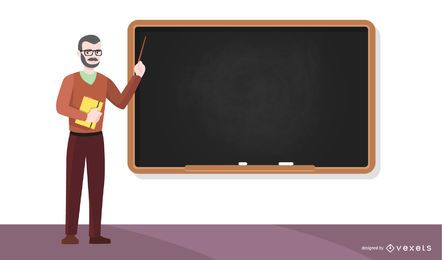 Ilustração do professor e do quadro-negro