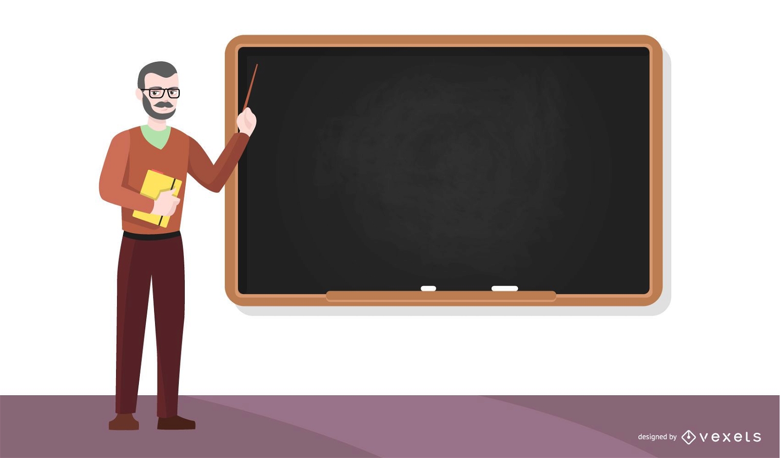 Teacher and chalkboard illustration