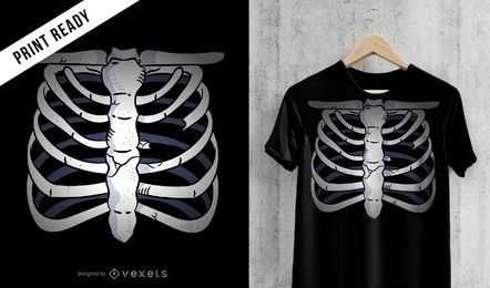 Desenho de t-shirt de esqueleto de peito