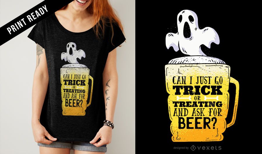 Trick or treat beer t-shirt design Trick or treat beer t-shirt design