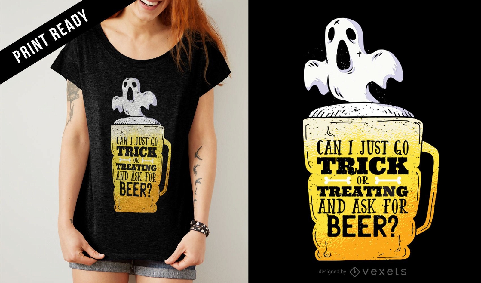 Doces ou travessuras com design de camisetas de cerveja