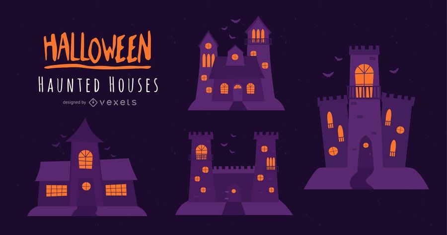 Halloween haunted houses set Halloween haunted houses set